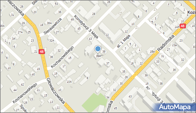 Kozienice, Konstytucji 3 Maja, 39A, mapa Kozienice