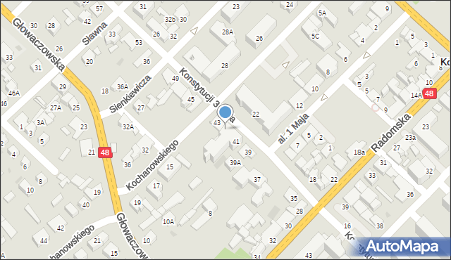 Kozienice, Konstytucji 3 Maja, 43A, mapa Kozienice