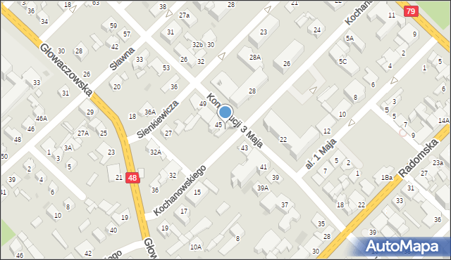 Kozienice, Konstytucji 3 Maja, 45A, mapa Kozienice