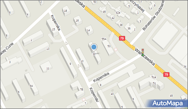 Kozienice, Kopernika Mikołaja, 12, mapa Kozienice