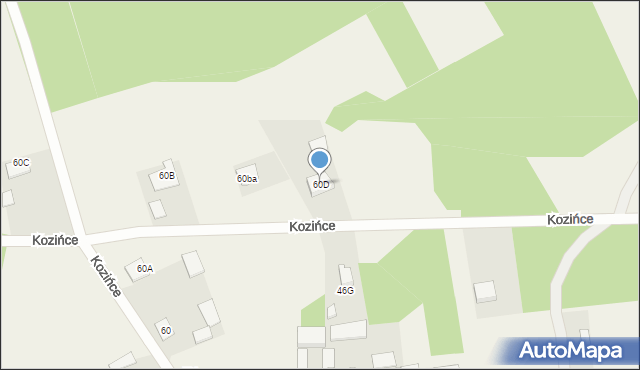 Kozińce, Kozińce, 60D, mapa Kozińce