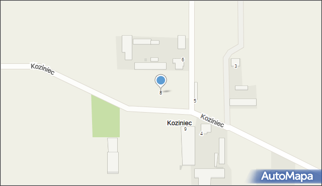 Koziniec, Koziniec, 8, mapa Koziniec