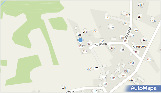 Koziniec, Koziniec, 135, mapa Koziniec