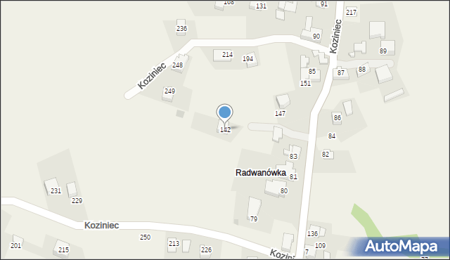 Koziniec, Koziniec, 142, mapa Koziniec