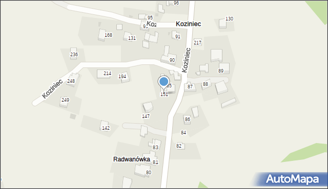 Koziniec, Koziniec, 151, mapa Koziniec