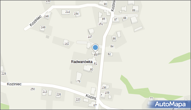 Koziniec, Koziniec, 83, mapa Koziniec