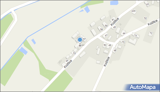 Koźlice, Koźlice, 55, mapa Koźlice