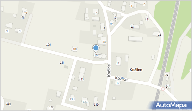 Koźlice, Koźlice, 10, mapa Koźlice