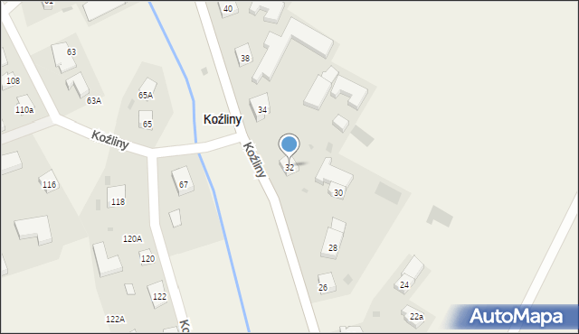 Koźliny, Koźliny, 32, mapa Koźliny