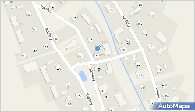 Koźliny, Koźliny, 51, mapa Koźliny
