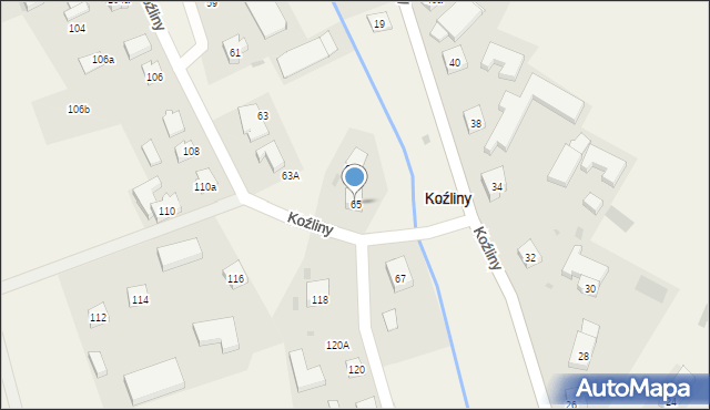 Koźliny, Koźliny, 65, mapa Koźliny