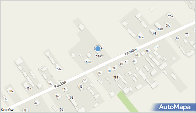 Kozłów, Kozłów, 58A, mapa Kozłów
