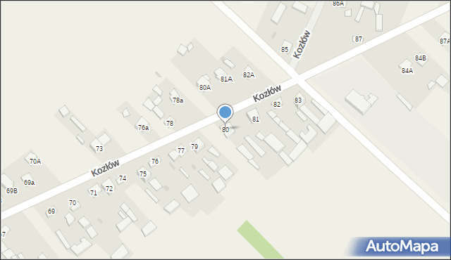 Kozłów, Kozłów, 80, mapa Kozłów
