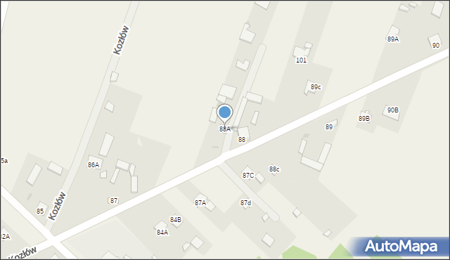 Kozłów, Kozłów, 88A, mapa Kozłów