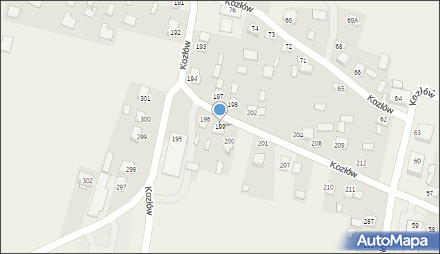 Kozłów, Kozłów, 199, mapa Kozłów