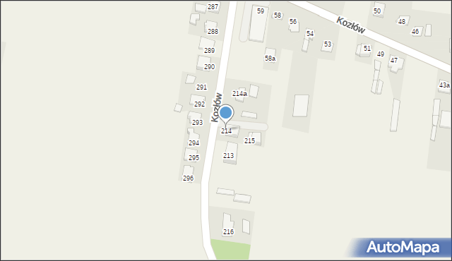 Kozłów, Kozłów, 214, mapa Kozłów
