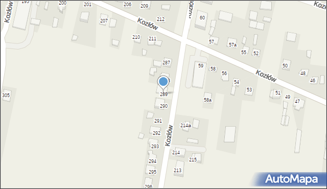 Kozłów, Kozłów, 289, mapa Kozłów