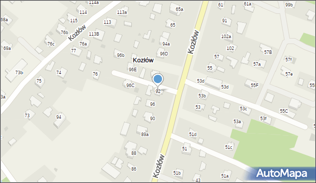 Kozłów, Kozłów, 92, mapa Kozłów