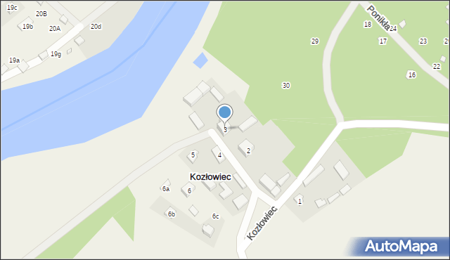 Kozłowiec, Kozłowiec, 3, mapa Kozłowiec