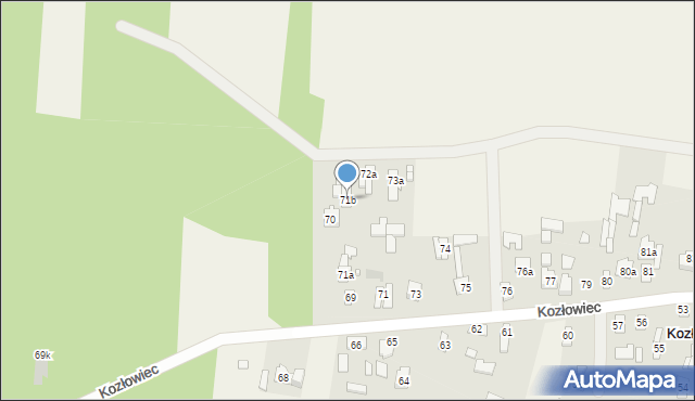 Kozłowiec, Kozłowiec, 71b, mapa Kozłowiec