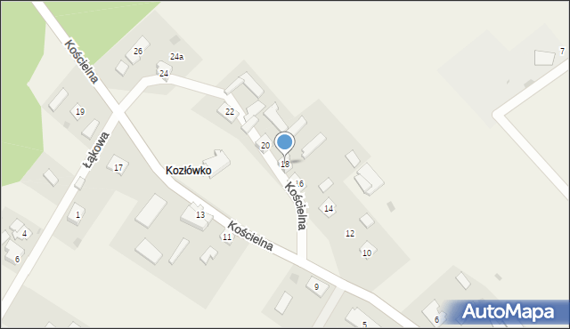 Kozłowo, Kościelna, 18, mapa Kozłowo