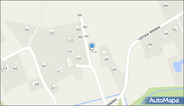 Koźmice Wielkie, Koźmice Wielkie, 694A, mapa Koźmice Wielkie