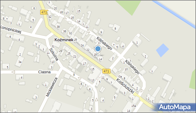 Koźminek, Kościuszki Tadeusza, gen., 16, mapa Koźminek