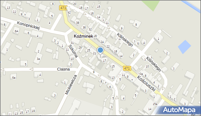 Koźminek, Kościuszki Tadeusza, gen., 19, mapa Koźminek