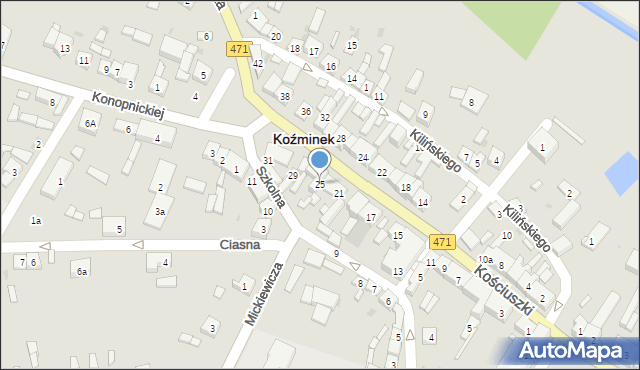 Koźminek, Kościuszki Tadeusza, gen., 25, mapa Koźminek