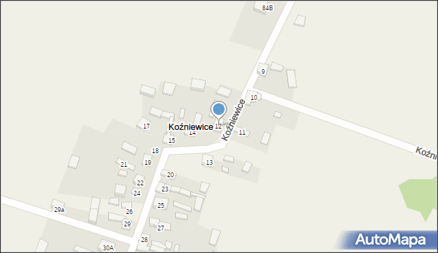 Koźniewice, Koźniewice, 12, mapa Koźniewice