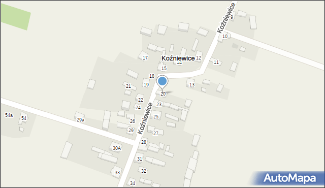 Koźniewice, Koźniewice, 20, mapa Koźniewice