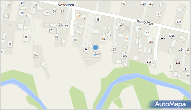 Kozodrza, Kozodrza, 87, mapa Kozodrza