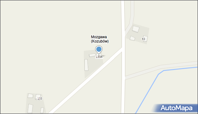 Kozubów, Kozubów, 133A, mapa Kozubów