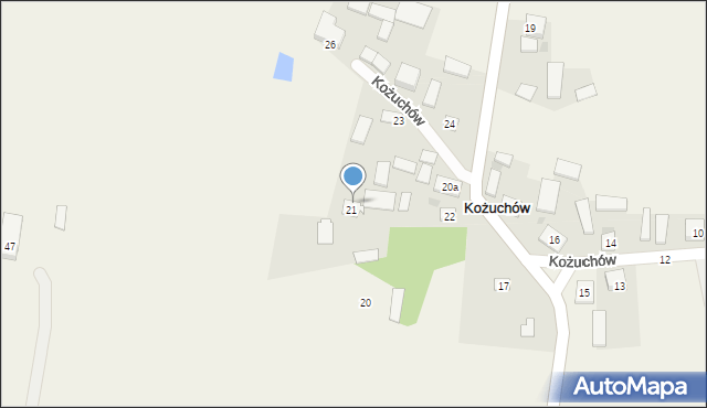 Kożuchów, Kożuchów, 21a, mapa Kożuchów