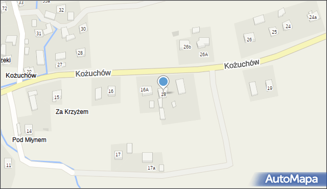 Kożuchów, Kożuchów, 18, mapa Kożuchów