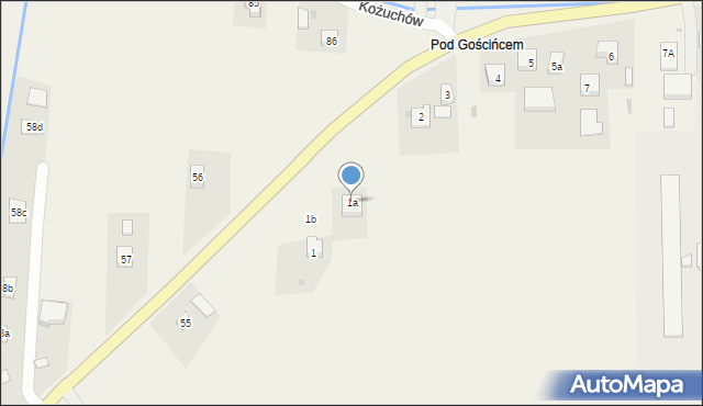 Kożuchów, Kożuchów, 1a, mapa Kożuchów