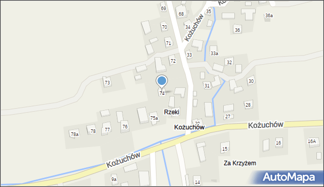 Kożuchów, Kożuchów, 74, mapa Kożuchów
