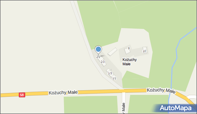 Kożuchy, Kożuchy Małe, 2/1, mapa Kożuchy