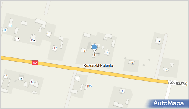 Kożuszki-Kolonia, Kożuszki-Kolonia, 8, mapa Kożuszki-Kolonia