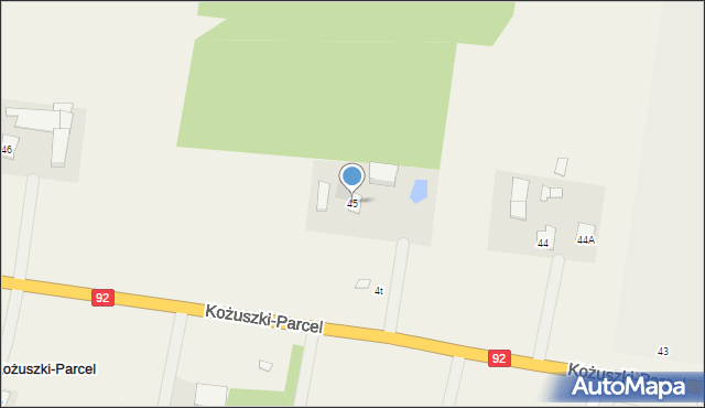 Kożuszki-Parcel, Kożuszki-Parcel, 45, mapa Kożuszki-Parcel