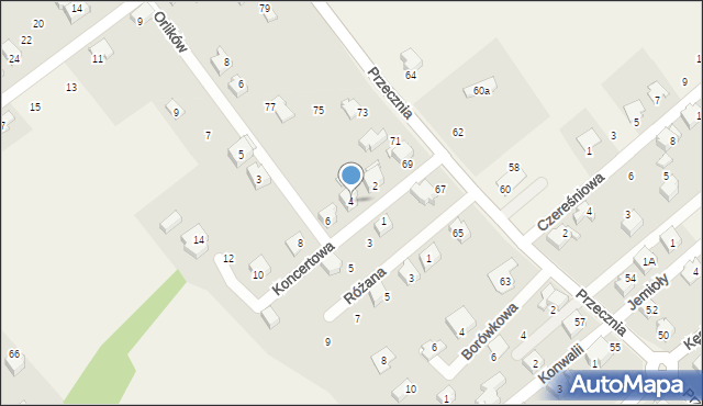 Kozy, Koncertowa, 4, mapa Kozy