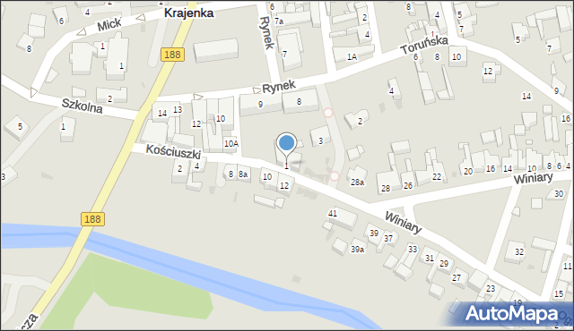 Krajenka, Kościuszki Tadeusza, gen., 1, mapa Krajenka
