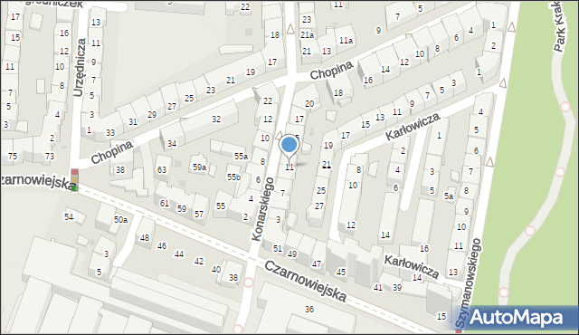 Kraków, Konarskiego Stanisława, 11, mapa Krakowa