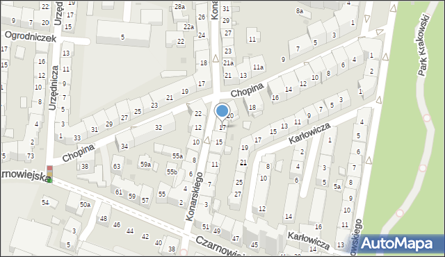 Kraków, Konarskiego Stanisława, 17, mapa Krakowa