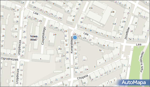 Kraków, Konarskiego Stanisława, 35, mapa Krakowa