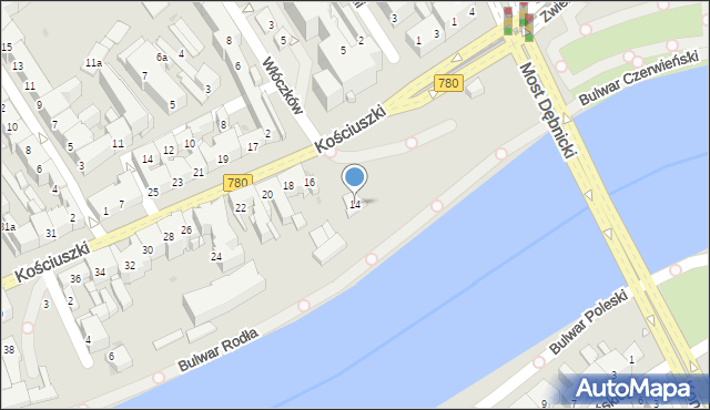 Kraków, Kościuszki Tadeusza, gen., 14, mapa Krakowa