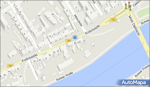 Kraków, Kościuszki Tadeusza, gen., 20, mapa Krakowa