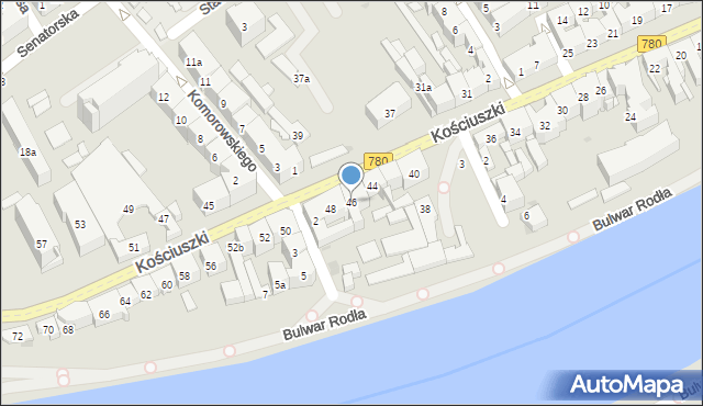 Kraków, Kościuszki Tadeusza, gen., 46, mapa Krakowa