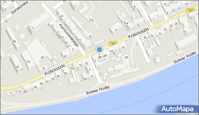 Kraków, Kościuszki Tadeusza, gen., 48, mapa Krakowa