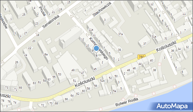 Kraków, Komorowskiego Bolesława, 6, mapa Krakowa